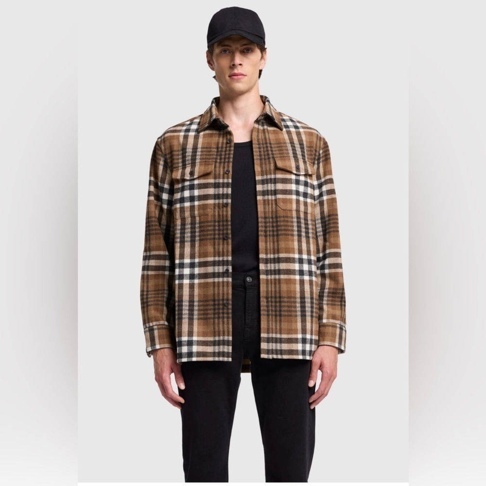7 For All Mankind OVERSHIRT CHECKERED FLANNEL BROWN SHADES